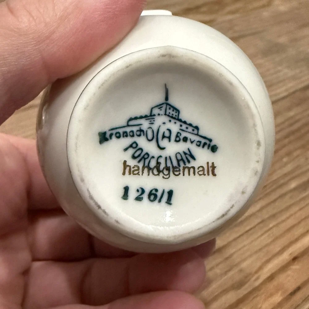 Vintage O&A Bavaria Porcelain Bremen-Vegesack Coat of Arms Mini Pitcher 126/1
